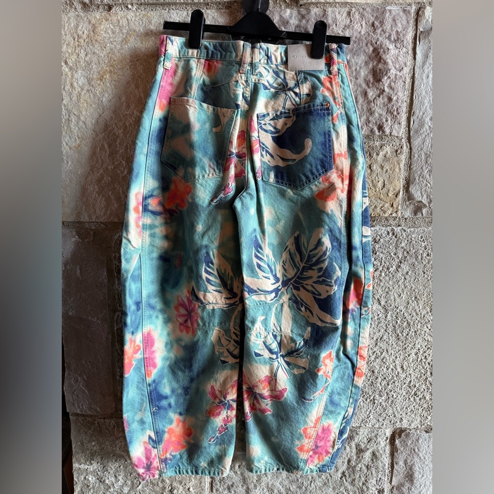 We The Free Multicolor Tie-Dye Floral Denim Barrel Pants